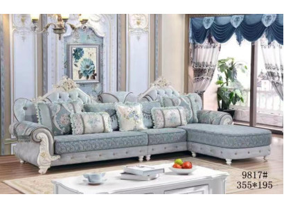 Hoekbank L-vorm Textiel Luxe Bankstel Blauw Zitmeubel Meubels