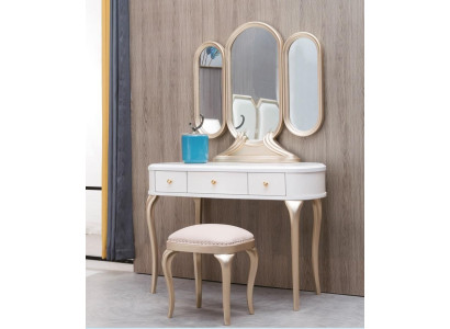 Kaptafel met spiegel luxe console dressoir kruk volledige set