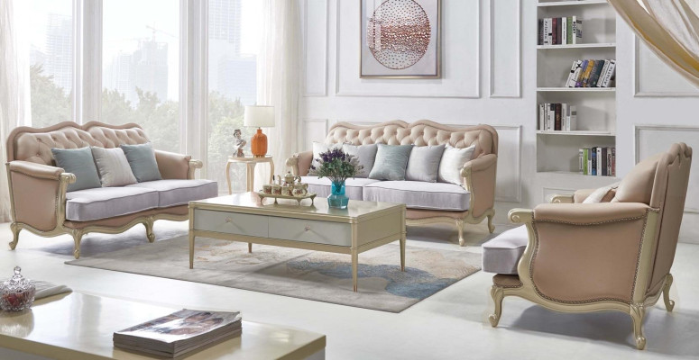 Rosa meubelbankstel bank 3 2 1 zits woonkamer design 3-delig.