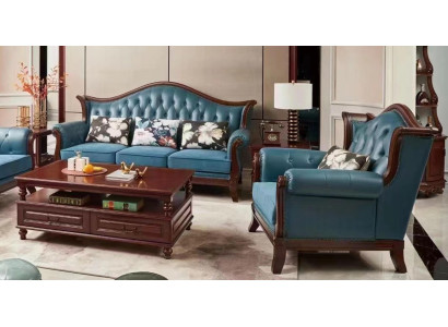 Chesterfield Klassieke leren zithoek Barok Rococo bankstel 3+1