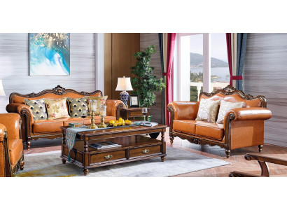 Woonkamer set Bankstel 3+2 zits Bank Beklede Bank Luxe Meubels Oranje