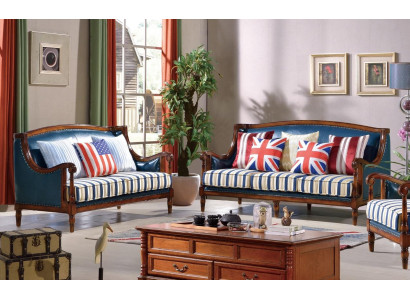 Blauw-bruine bankstel 3+2 zits leren bankstellen Luxe bankstellen Woonkamerset