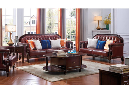 Noordelijke staten bankstel Bank Amerika 3+2 zits leren Chesterfield bankstel