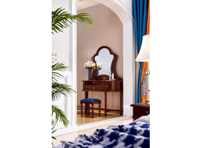 Klassiek massief houten meubilair 2-delig luxe kaptafel kruk slaapkamer