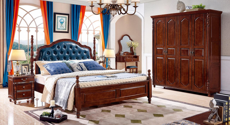 Bed 2x bedside tables 3 pcs. Bedroom set Design Luxury Classic