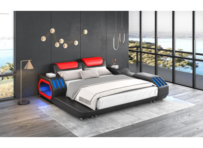 Luxe LED-bedden Verlichte slaapkamer bed Lederen bed 180x200 Meubels