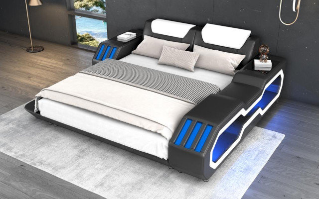 Luxe LED-bedden Verlichte slaapkamer bed Lederen bed 180x200 Meubels