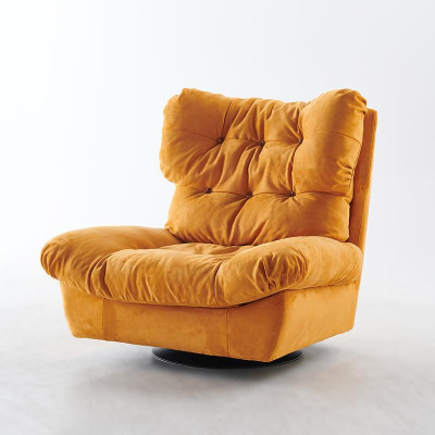Ontwerp Fauteuil Draaibaar 1-Zits Geel Gestoffeerd Met Oorvoering 1-Zits