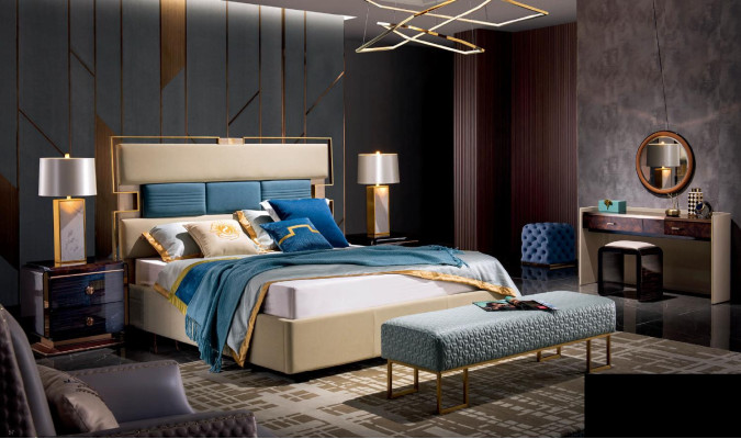 Bed nachtkastje kaptafel 6-delige slaapkamer ontwerp modern luxe