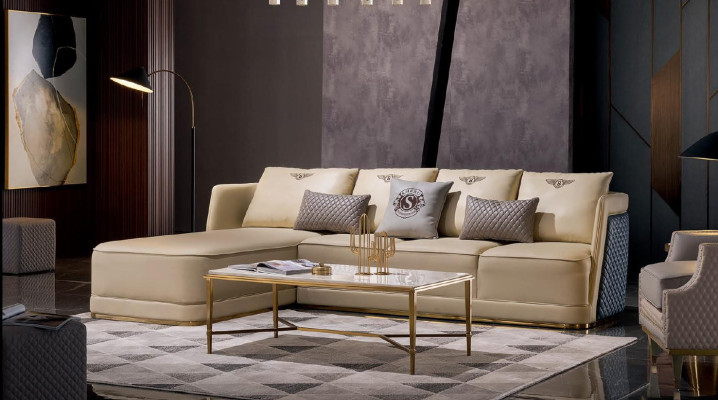 Bank L-vorm leren bank bankstel design modern interieur