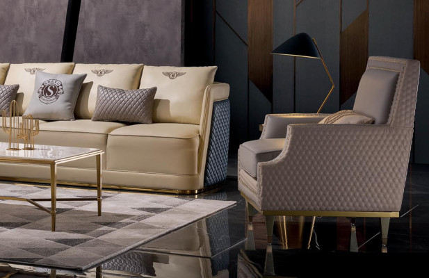 Bank L-vorm leren bank bankstel design modern interieur