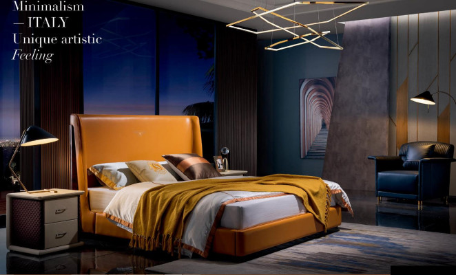 Bed nachtkastje 3-delig slaapkamerset Ontwerp Modern Luxe Beddengroep