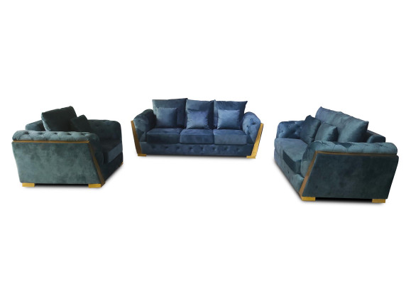 Sofaset Chesterfield Bankstel Set 3+2+1 Meubels Stoffen Bankstellen 3-delig.