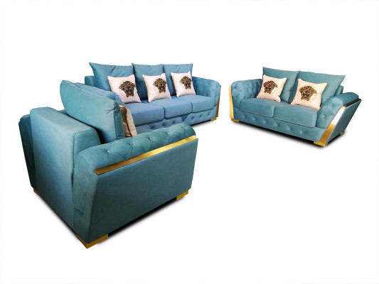 Sofaset Chesterfield Bankstel Set 3+2+1 Meubels Stoffen Bankstellen 3-delig.