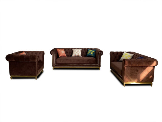 Bankstel Chesterfield met metalen luxe banktextiel bekleding meubels