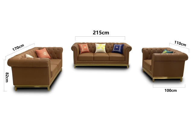 Bankstel Chesterfield met metalen luxe banktextiel bekleding meubels