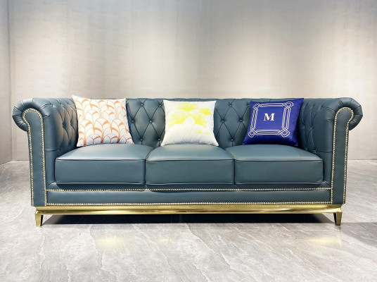 Chesterfield bank Bank meubels Driezitsbanken Stof Roestvrijstalen frame