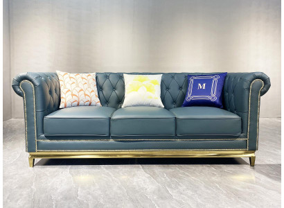 Chesterfield bank Bank meubels Driezitsbanken Stof Roestvrijstalen frame