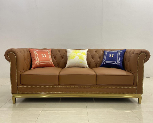 Chesterfield bank Bank meubels Driezitsbanken Stof Roestvrijstalen frame