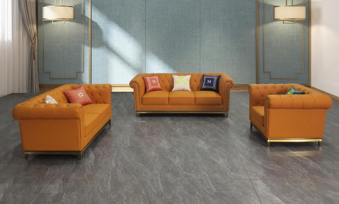 Chesterfield woonkamer bankstel bankstel Luxe set 3+2+1 Oranje Nieuw -> Chesterfield woonkamer bankstel bankstel Luxe set 3+2+1 Oranje Nieuw