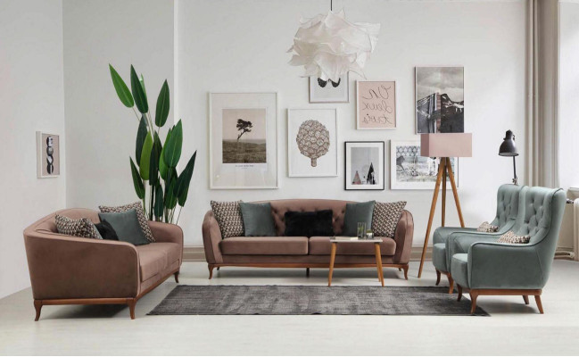 Luxe Bankontwerp Driepersoons Moderne Bank Blauwe Bank Meubels Bekleding Loft Nieuw