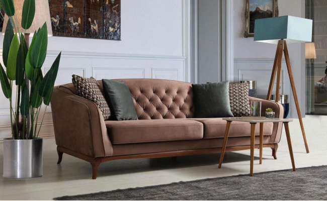 Luxe Bankontwerp Driepersoons Moderne Bank Blauwe Bank Meubels Bekleding Loft Nieuw