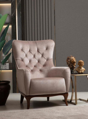 Fauteuil Single Luxe 1-Zits Gestoffeerde Stoel Designer Textiel Zitje Stof Modern