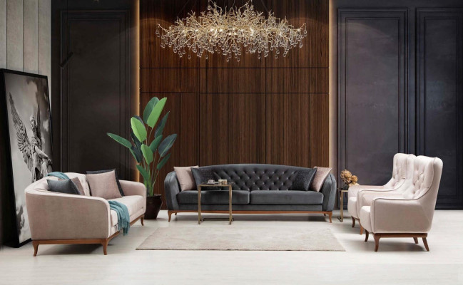 Vierpersoons bank Luxe 4-zits banken Gestoffeerde bank Stoffen bank Modern design Zitplaats