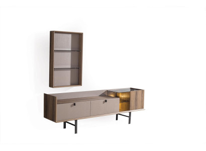 Beige modern RTV-laag tv-meubel wandkast stijlvol LED-tv bord 2-delig