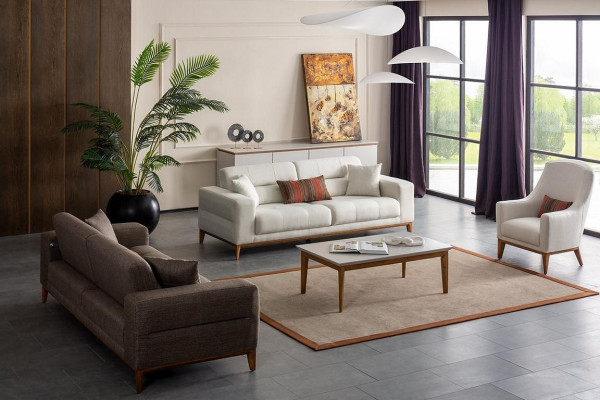 Sofasetbank Luxe 2x banken 3-zits Modern 1-zits 3-delig Moderne set