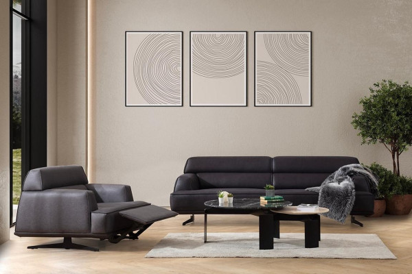 Luxe bankstel bankstel banken 3 1-zits fauteuil modern leer nieuw