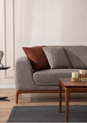 Luxe bankstel Bank 3-zits Fauteuil Stof Modern Grijs Modern Set nieuw