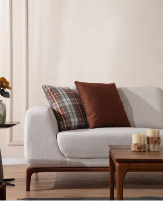 Luxe Wit Sofaset Bank 3-Zits Bank Stoel Stof Modern Modern Set nieuw