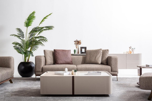 Luxe bankstel 4-zits bankstellen moderne gestoffeerde stoffen designbank nieuw