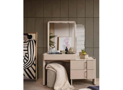 Beige designer make-uptafel slaapkamerspiegel Exclusieve 2-delige set