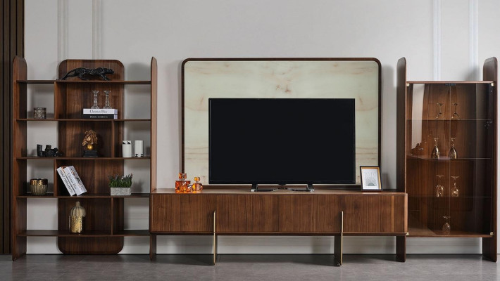 Modern woonkamerset 4-delig. Boekenkast TV-lage tv-standaard TV-omlijsting Vitrine