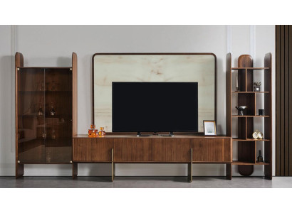 Woonkamerset 4-delig. Vitrine TV laagbord TV frame Boekenkast Modern.