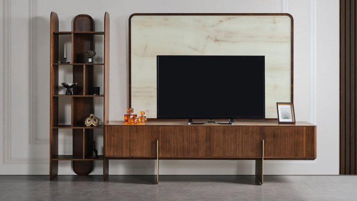 3-delige woonkamerset Moderne boekenkast TV lowboard en TV-frame nieuw