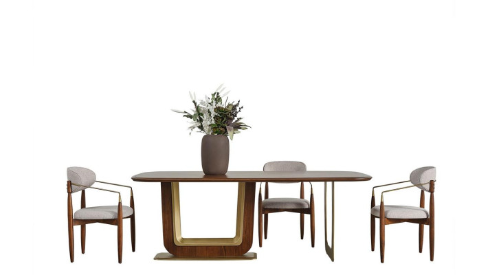 Modern eetkamerset Perfecte eettafel en 4 stoelen in de kleur bruin 5-delig.