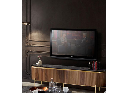 Stijlvol TV-laagbord in de kleur bruin, luxueus meubilair voor de woonkamer nieuw.