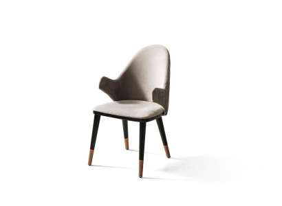 Exclusieve beige stoel met design van zwart houten poten eetkamer nieuwigheid