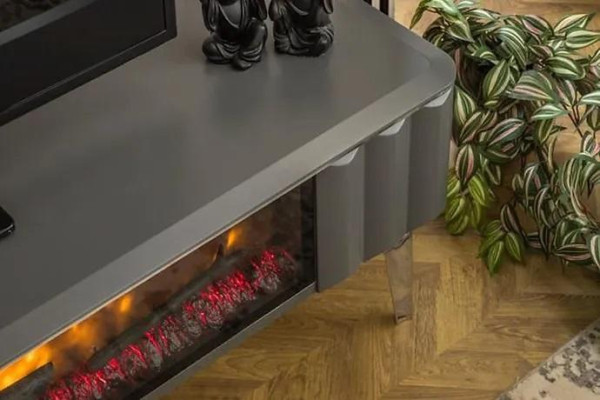 Hoogwaardige tv-dressoir openhaard MDF metaal grijze kleur nieuw woonkamer