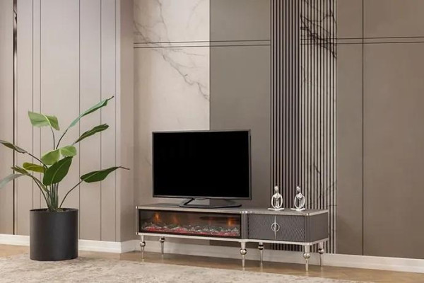 TV-meubel open haard metaal hout MDF spaanplaat luxe meubels nieuw wit RTV
