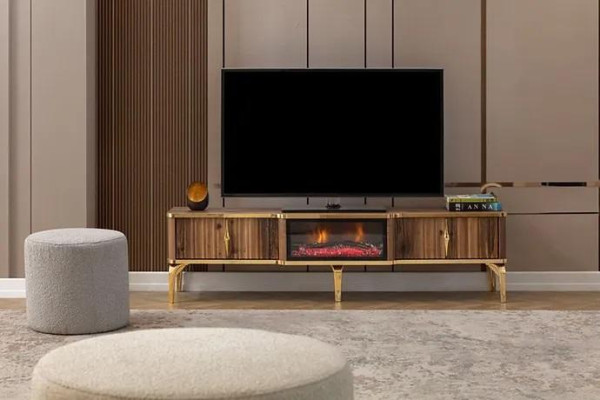 Luxe schoorsteenmantel tv-meubel woonkamer laag tv-meubel hout bruin dressoir