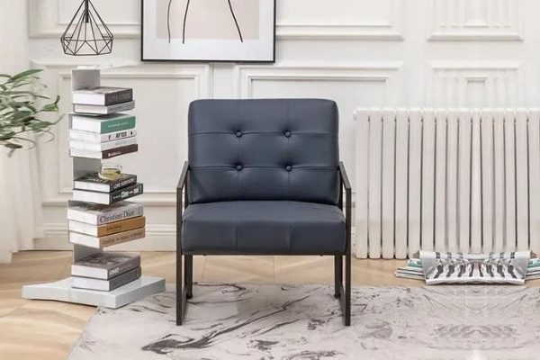 Eenzitter fauteuil zwart textiel met metalen poten woonkamer luxe eetkamer
