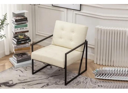 Exclusieve fauteuil woonkamer moderne stijl beige textiel metalen poten