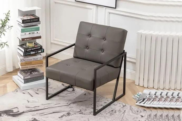 Woonkamer fauteuil Donkergrijs 1-zits Metalen poten + Textielbekleding