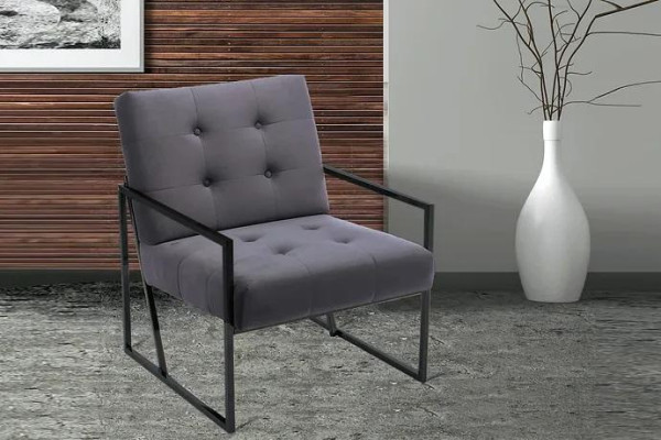 Grijze Chesterfield fauteuil met houten frame Luxe woonkamer meubels 1-zits