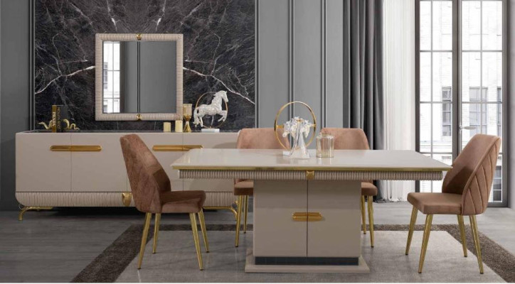 Exclusieve roestvrijstalen eetkamermeubels Eetkamerset Dressoir Spiegel