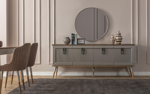 Heldere eetkamerset Robuuste eettafel Luxe dressoir 9-delig